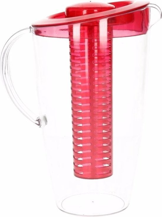 Waterkan met fruitfilter rood 25 cm - limonadekan