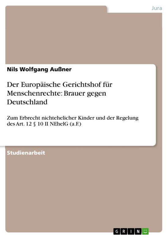 Der Europäische Gerichtshof für Menschenrechte: Brauer geg ... - cover