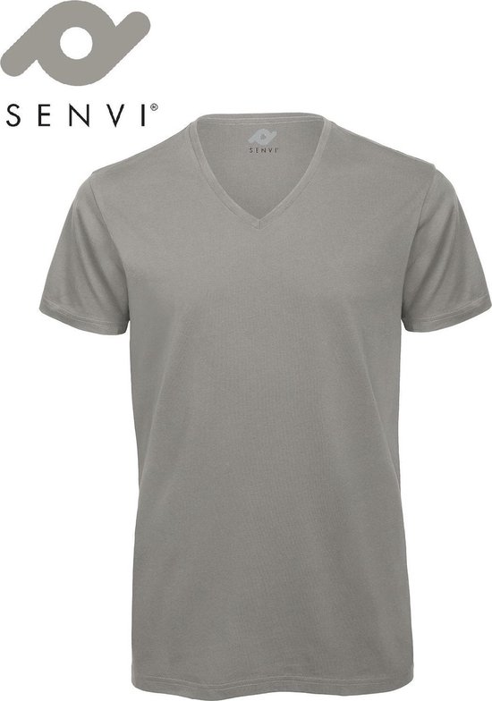 Senvi V-hals T-shirt 5 Pack 100% Katoen (Biologisch) Grijs - S