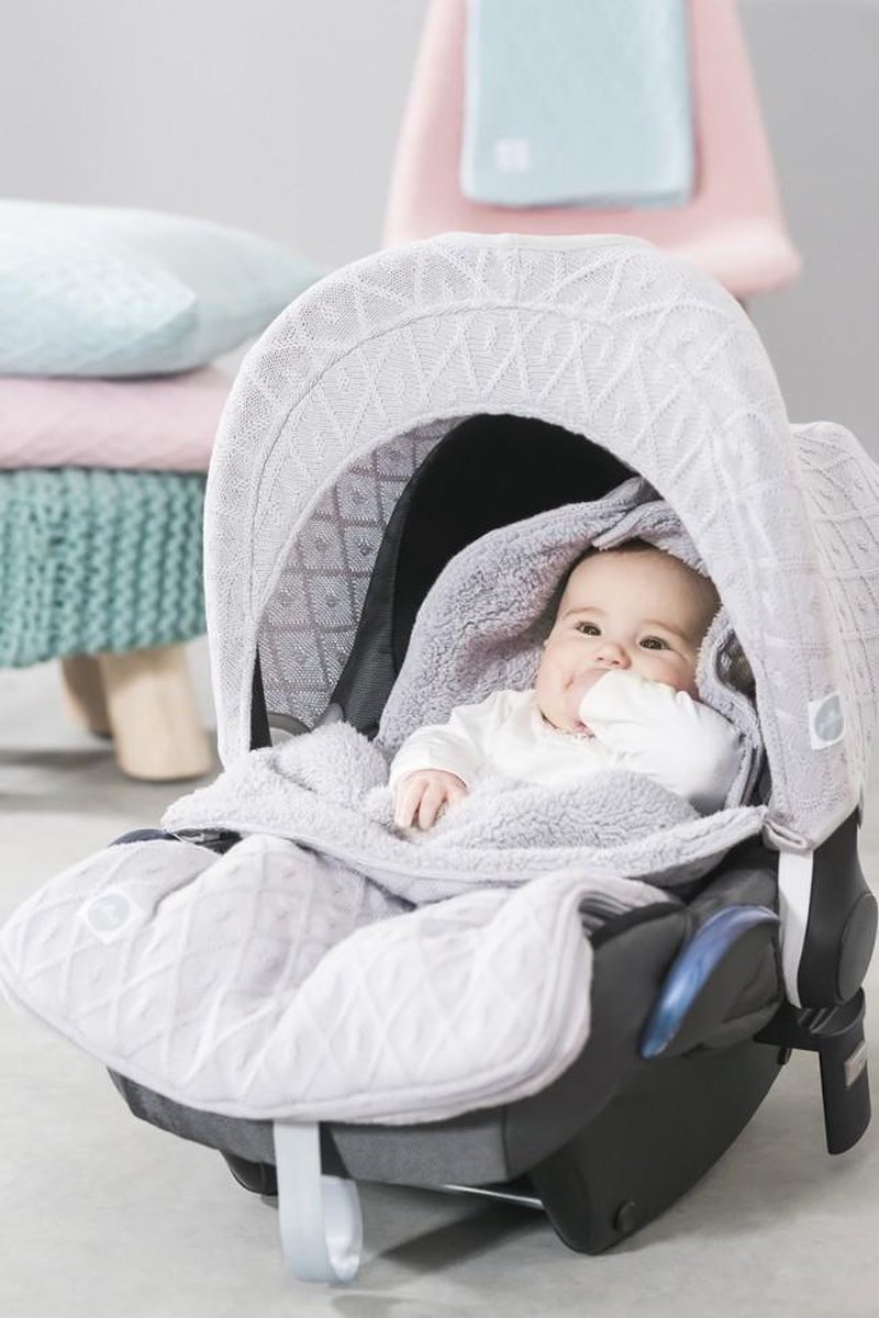 Jollein Voetenzak Diamond Knit 0-9 maanden - Grijs | bol.com