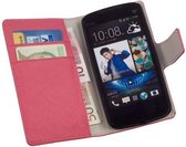 HC Bookcase Flip case Wallet Telefoonhoesje - HTC Desire 500 Roze