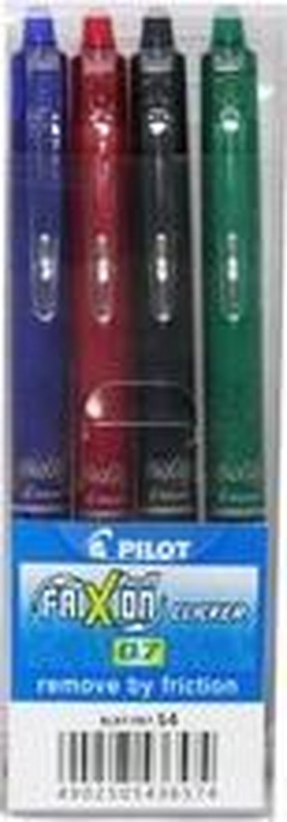 Pilot Frixion Clicker Balpennen - Zwart Blauw Rood Groen - 4 stuks