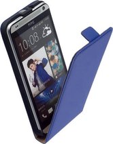HTC Desire 700 Leder Flip Case hoesje Blauw