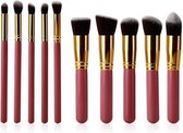 Professionele kabuki kwasten Roze-Goud - 10 delig -Bdoc Make-up Kwastenset