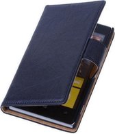 BestCases Stand Nevy Blue Luxe Echt Lederen Book Wallet Hoesje Nokia X
