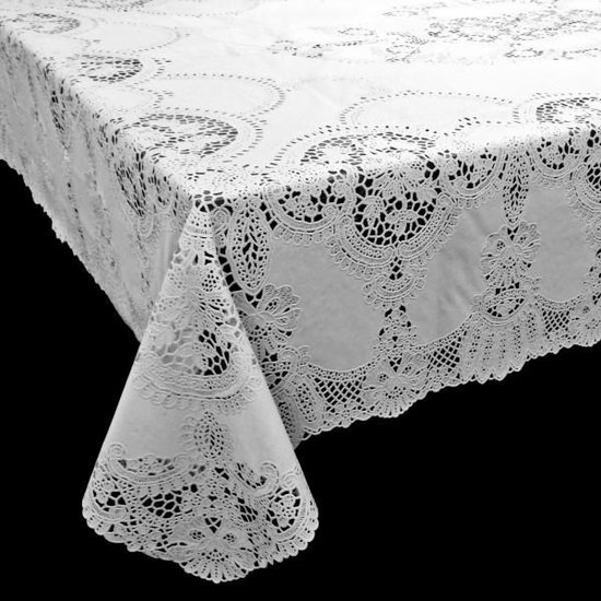 Crimineel beweeglijkheid zwak Unique Living Vinyl Lace Tafelkleed - 152x228cm - Wit | bol.com