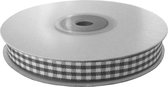 Geruit Lint 10mm (1cm) | Lint met Ruitjes | Gingham Plaid | Donker Grijs | Cadeaulint | Decoratielint | Rol: 22 meter