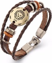 Montebello Armband Leeuw - PU Leer - Metaal - Horoscoop - 19cm