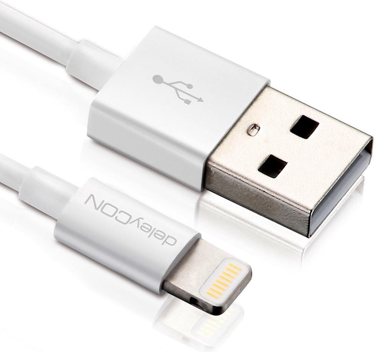 deleyCON USB - Lightning mobiele telefoonkabel USB A Wit 0,15 m