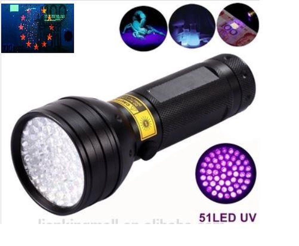 Krachtige UV Zaklamp 51 Leds 395nm Ultra Violet Licht voor de Opsporing van Urine vlekken door Huisdieren, Geo-caching, en Controle Vals Geld & Namaak