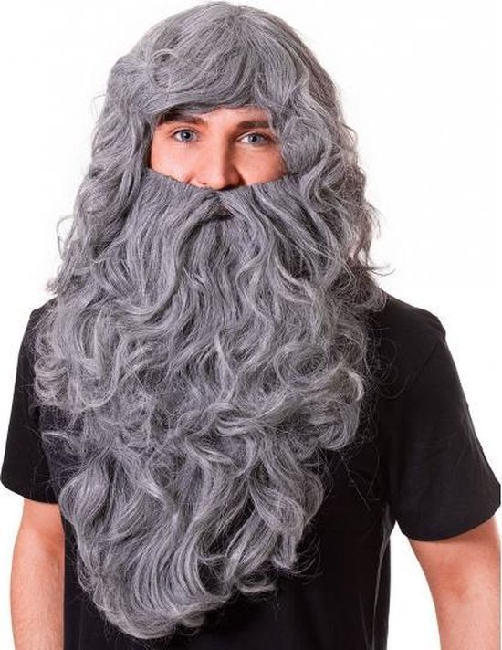 bol.com | Grote grijze baard met pruik