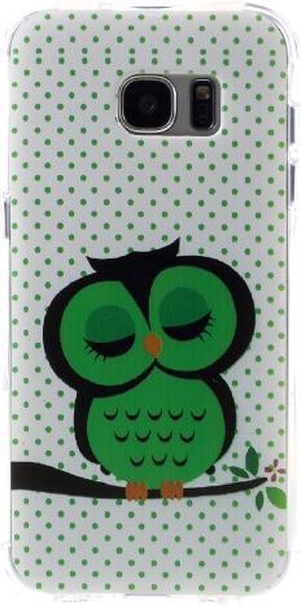 Samsung Galaxy S7 Edge silicone gel hoesje groen uil