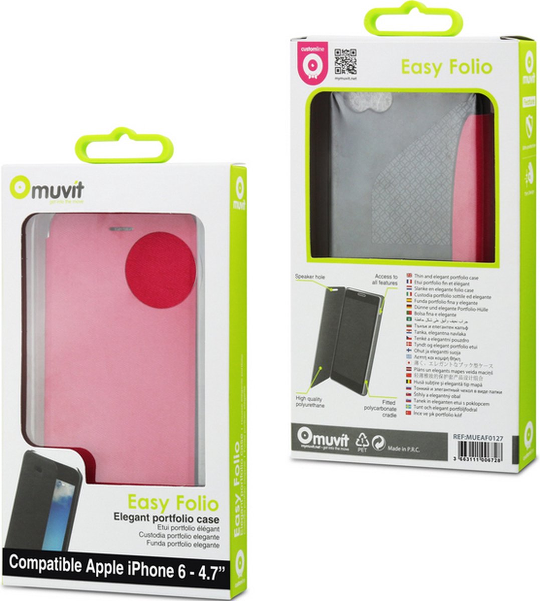 Muvit Folio Card Case voor Apple iPhone 6 / 6S - Roze