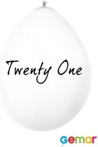 Ballonnen Twenty One Wit met opdruk Zwart (lucht)