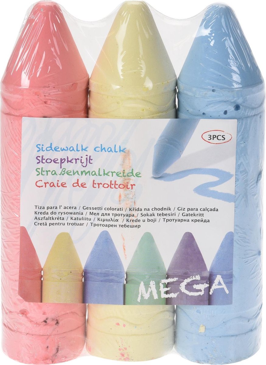 Free And Easy Stoepkrijt Mega 3-delig Rood/geel/blauw