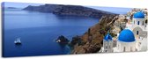 Santorini - Canvas Schilderij Panorama 118 x 36 cm