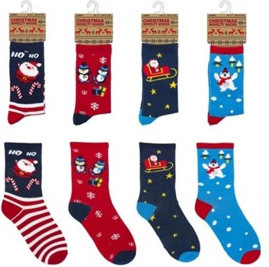 kerst sokken - set van 4 paar - maat 37-39 - dames sokken | bol.com
