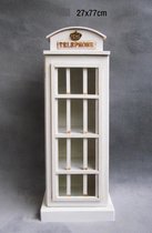 Opbergkast vitrinekast Engelse telefooncel retro vintage CD wit