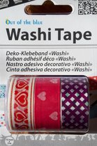 masking tape Hart / Hart / Ruit - decoratie washi papier tape - 3 rollen 15 mm x 3 m