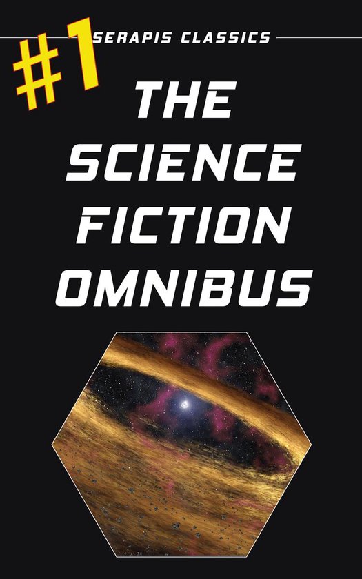Boekcover 'The Science Fiction Omnibus #1' met een illustratie van een ruimte-nevel in een hexagonaal frame.