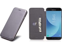 Hoesje geschikt voor Samsung Galaxy J5 (2017) Book Case Hoesje Grijs - Portemonnee Hoesje Kunstleer met Siliconen Houder - Flip Cover 360° Bescherming
