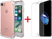 HB Hoesje Geschikt voor Apple iPhone 7 Plus & 8 Plus - Anti Shock Hybrid Back Cover & Glazen Screenprotector - Transparant