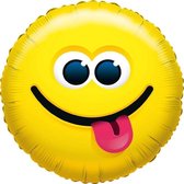 Folie ballon tong uitsteken smiley 35 cm - Folieballon tong uitstekende emoticon 35 cm