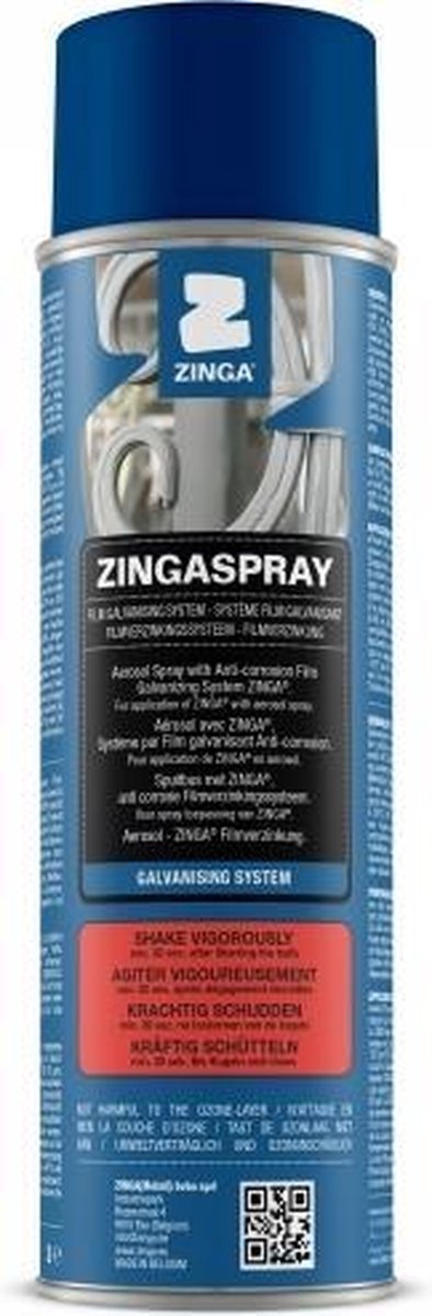 Zinga Zingalu verf - primer - metaalverf -coating - koudgalvanisatie - spray 500 ml - Grijs met aluminium glans