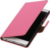 BestCases.nl HTC One M9 Plus Effen Booktype Wallet Hoesje Roze
