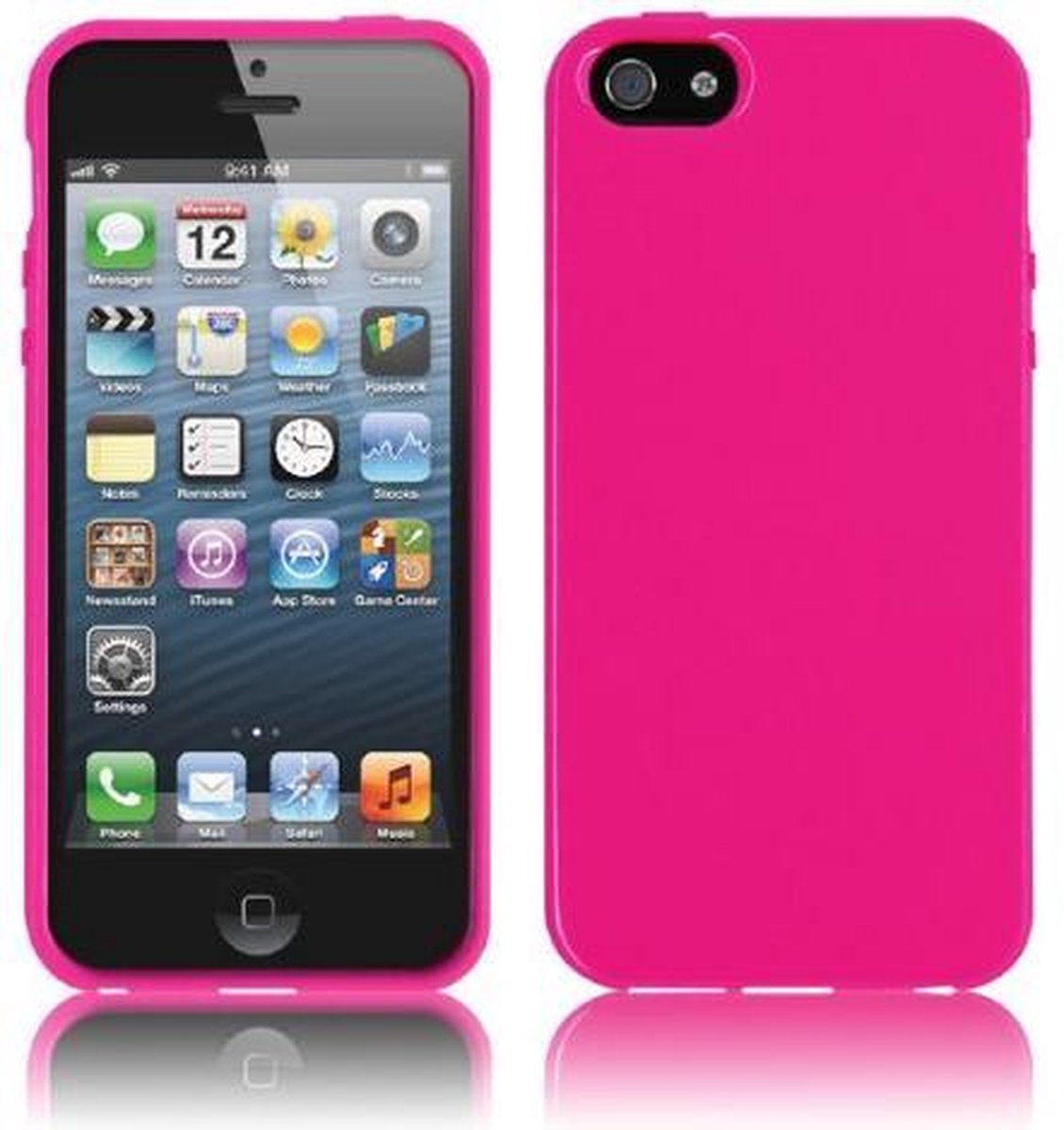 TPU Back Cover en tempered glass voor iPhone 5 of iPhone 5S - Back cover - TPU - Gelly - Raspberry Pink