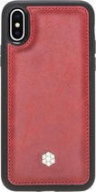 Bomonti™ - Apple iPhone X - Clevercase telefoon hoesje - Rood Milan - Handmade lederen back cover - Geschikt voor draadloos opladen