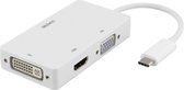 DELTACO USBC-HDMI15 USB-C naar HDMI / DVI / VGA-adapter, 4K, DP Alt-modus, wit