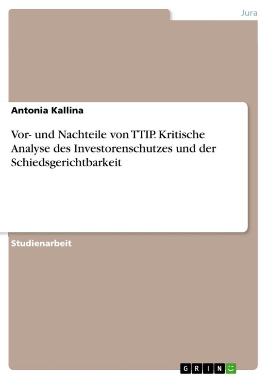 Vor- und Nachteile von TTIP. Kritische Analyse des Investore ... - cover
