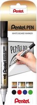 Pentel MW85 whiteboardstift, 2mm ronde punt, assorti met 4 kleuren