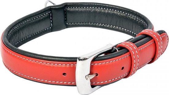 Haringen omringen bijwoord Diamand Dog - Comfy Lederen halsband - Rood - 30/35cm 18mm | bol.com