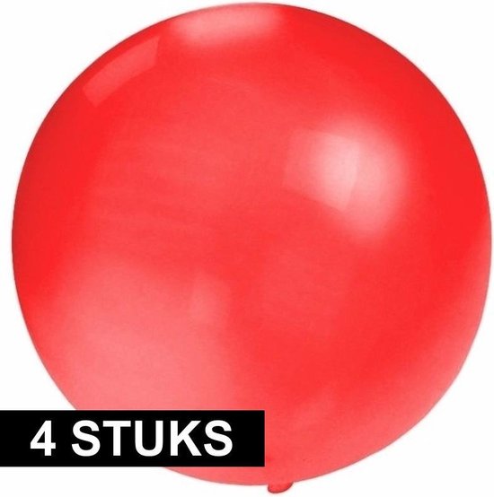 4x Grote ballonnen 60 cm rood - Geschikt voor lucht of helium -  Feest/verjaardag artikelen | bol.com