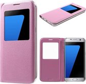 Smart Sview Case Flip cover hoesje Samsung Galaxy S7 Edge licht roze