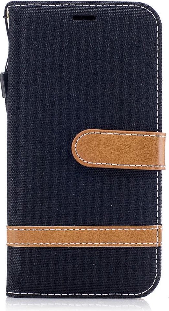 Denim Book Case - Geschikt voor Samsung Galaxy J3 (2017) Hoesje - Zwart