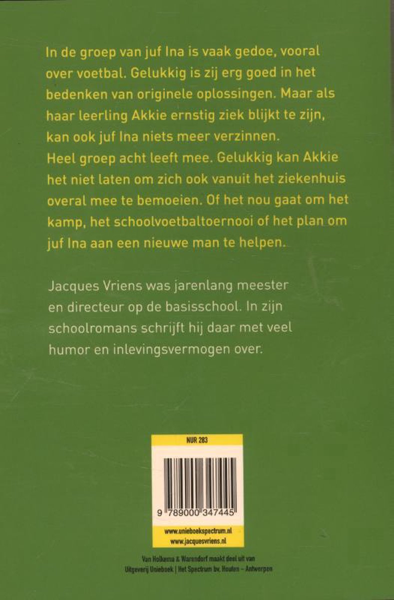 Achterkant van het boek 'Achtste groepers huilen niet' met tekst over het verhaal en de auteur, en een barcode.
