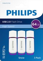 Philips USB Flash Drive Snow Edition 64GB - USB2.0, Wit, Led, 3-pack