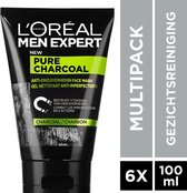 L’Oréal Paris Men Expert Pure Charcoal Gezichtsreiniging - 6 x 100 ml - Voordeelverpakking
