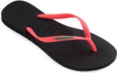 Havaianas Slim Logo  Slippers - Maat 41/42 - Vrouwen - zwart/rood