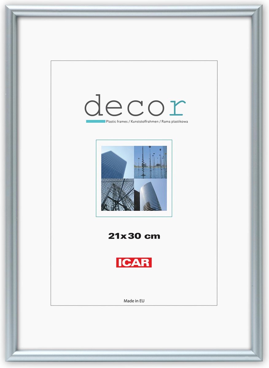 Icar Kunststof Fotolijst Decor CSM Zilver 18x24 cm