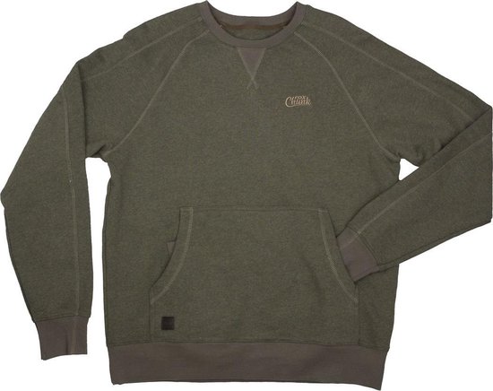 Fox Chunk Crew Pouch Sweatshirt | Green Marl | Maat XL