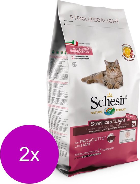 Met andere bands Melbourne Loodgieter Schesir Cat Dry Sterilized & Light Ham - Kattenvoer - 2 x 1.5 kg  Monoprotein | bol.com