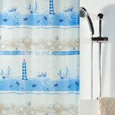 Spirella Nave - Rideau de douche - Bleu - Polyester - 200 x 180 cm