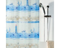 Spirella Nave - Douchegordijn - Blauw - Polyester - 200 x 180 cm