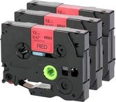 3x Label Tape - Geschikt voor Brother TZ-431 TZe-431 12mm x 8m Label Tape Cassette Zwart op Rood voor P-Touch PT-1000 GL-H100 PT-7500, PT-7600, PT-9200DX, PT-9200PC, ST-1150, ST-11