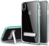 TPU + PC Backcover - iPhone XR - Magnetic Kickstand - Transparant/Groen