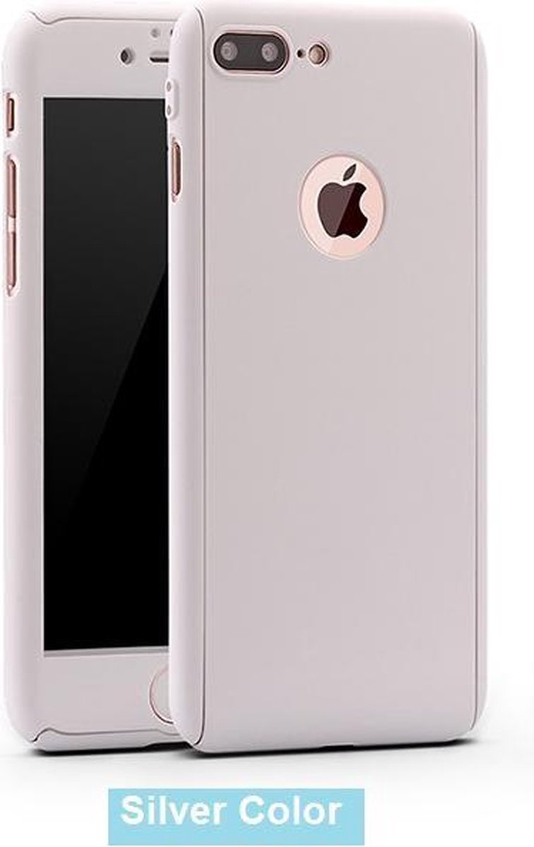 360-graden TPU Beschermhoesje Set voor iPhone 7 Plus / 8 Plus _ Zilver